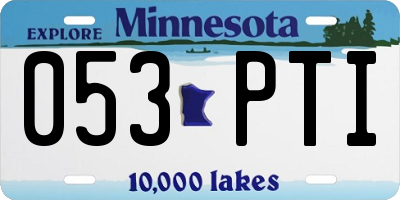 MN license plate 053PTI