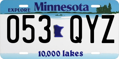 MN license plate 053QYZ