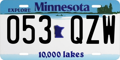 MN license plate 053QZW