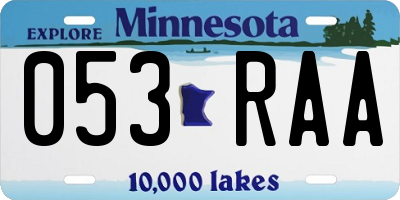 MN license plate 053RAA