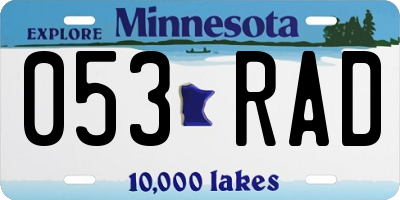 MN license plate 053RAD