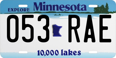MN license plate 053RAE