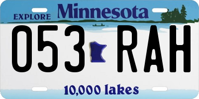 MN license plate 053RAH