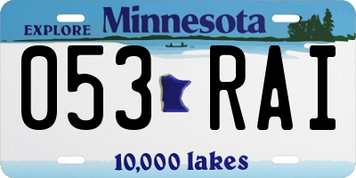 MN license plate 053RAI