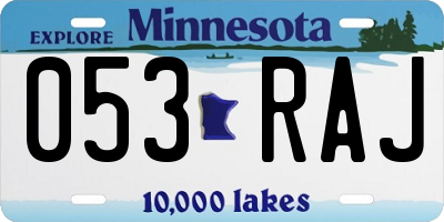MN license plate 053RAJ