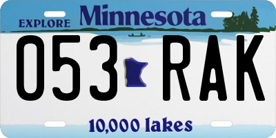 MN license plate 053RAK