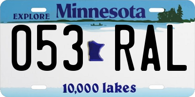 MN license plate 053RAL