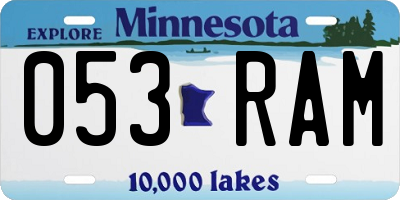 MN license plate 053RAM