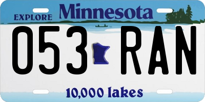 MN license plate 053RAN