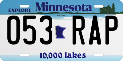 MN license plate 053RAP