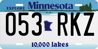 MN license plate 053RKZ