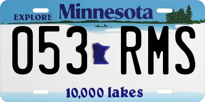 MN license plate 053RMS