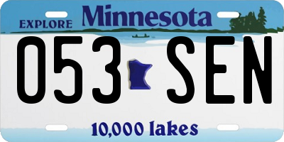 MN license plate 053SEN