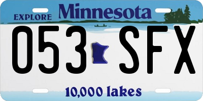 MN license plate 053SFX
