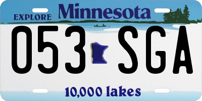 MN license plate 053SGA