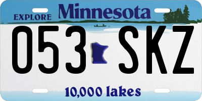 MN license plate 053SKZ