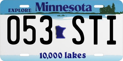 MN license plate 053STI