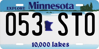 MN license plate 053STO