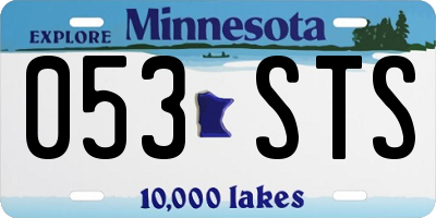 MN license plate 053STS
