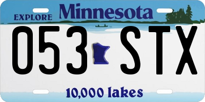 MN license plate 053STX