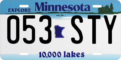 MN license plate 053STY