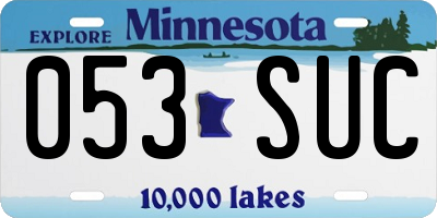 MN license plate 053SUC
