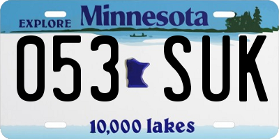 MN license plate 053SUK