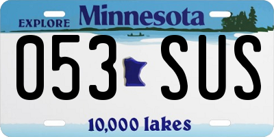 MN license plate 053SUS