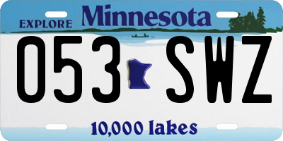 MN license plate 053SWZ