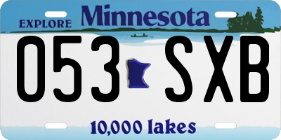 MN license plate 053SXB