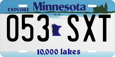 MN license plate 053SXT