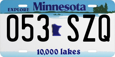 MN license plate 053SZQ