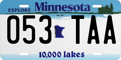 MN license plate 053TAA