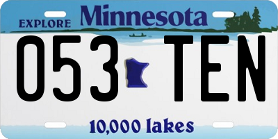 MN license plate 053TEN