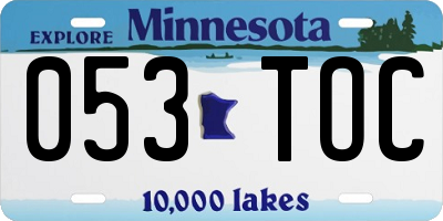 MN license plate 053TOC