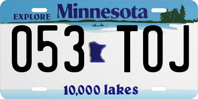 MN license plate 053TOJ