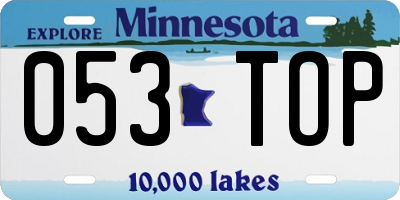 MN license plate 053TOP