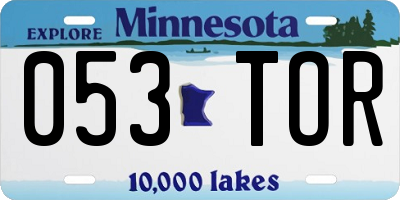 MN license plate 053TOR