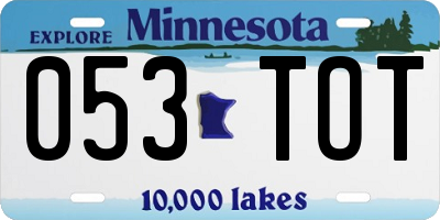MN license plate 053TOT