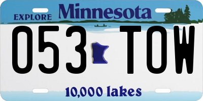 MN license plate 053TOW