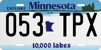 MN license plate 053TPX