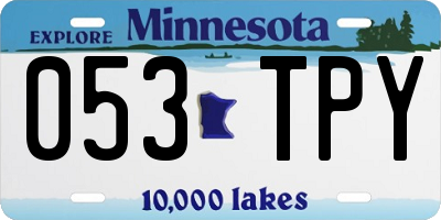 MN license plate 053TPY