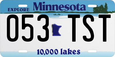MN license plate 053TST