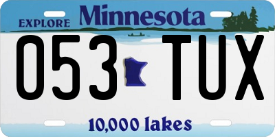 MN license plate 053TUX