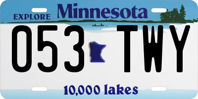 MN license plate 053TWY