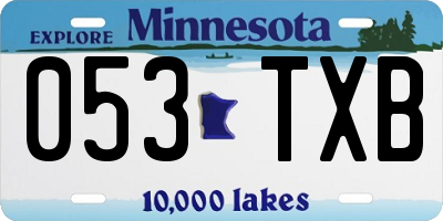 MN license plate 053TXB