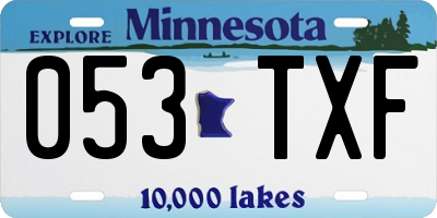 MN license plate 053TXF