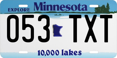 MN license plate 053TXT