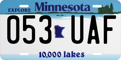 MN license plate 053UAF