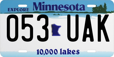 MN license plate 053UAK